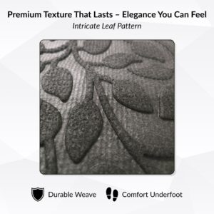 Close-up of embossed black leaf pattern texture on rubber surface
