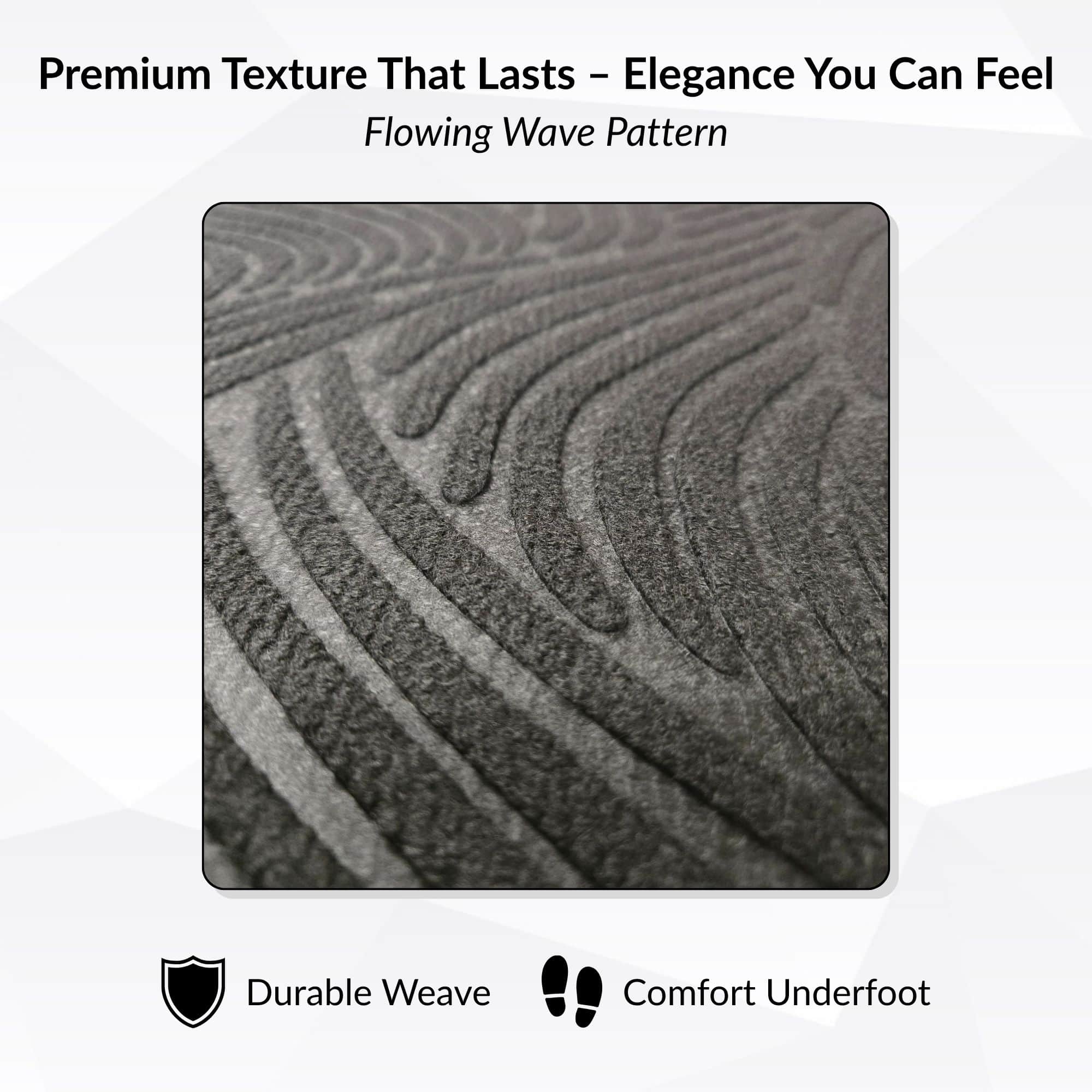 Close-up of textured black wave design with raised surface