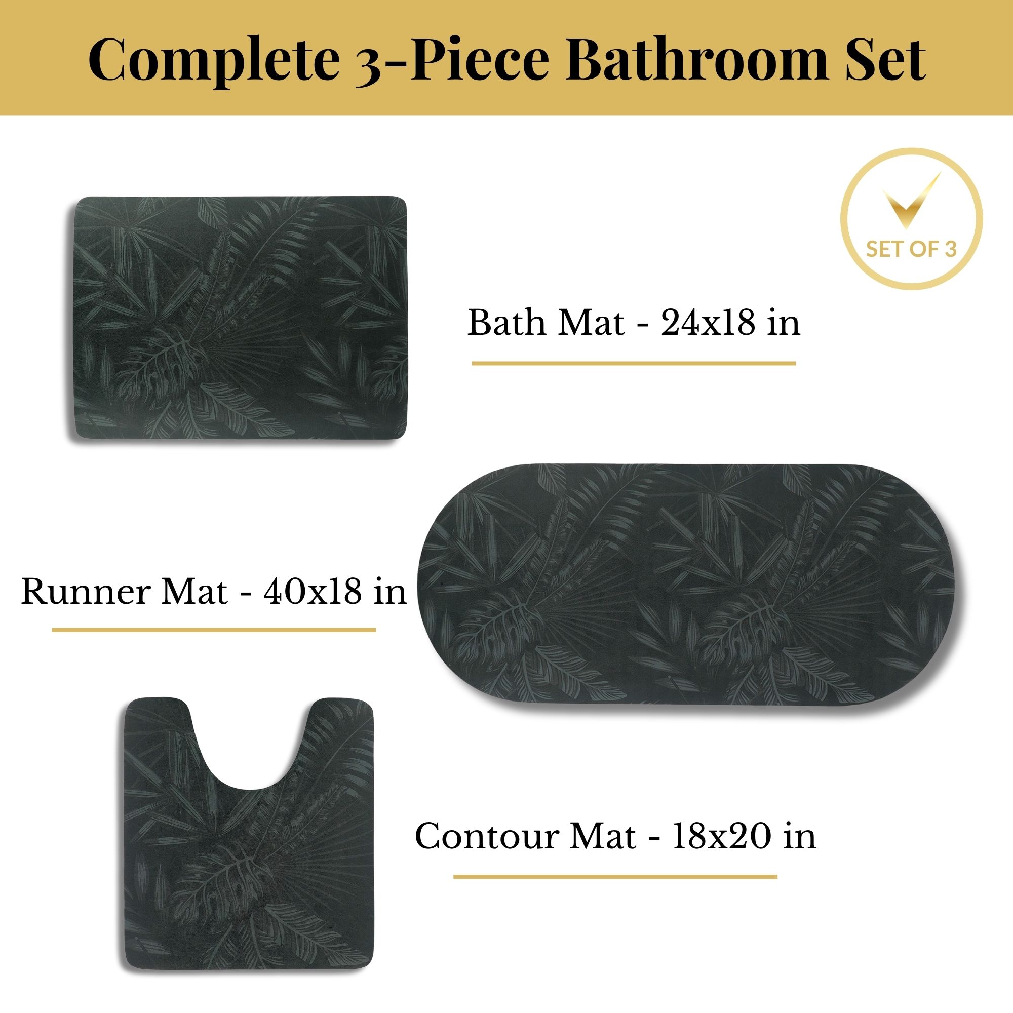 Tropical Night bath mat set individual mat dimensions overview — Evideco