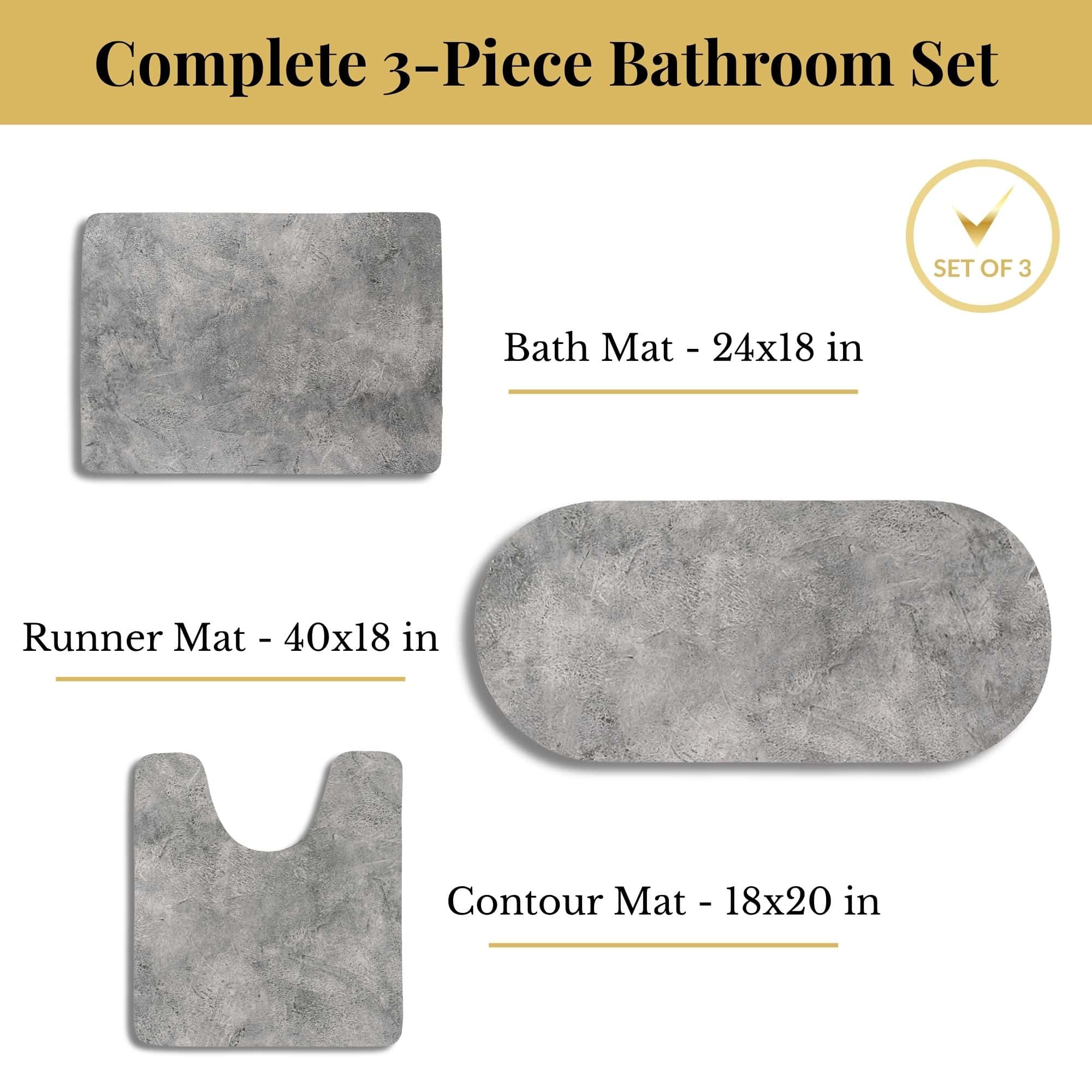Urban Concrete bath mat set individual mat dimensions overview — Evideco