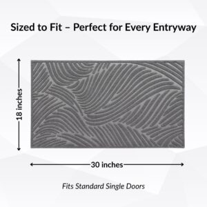 Wave rubber doormat 30x18 inches – fits standard single doors