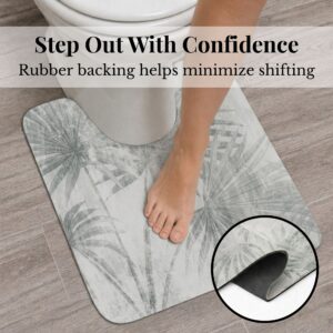 Palm Breeze contour mat with rubber backing detail, "Step Out With Confidence, Rubber backing helps minimize shifting"