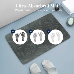 Ultra-absorbent Tropical Night bath mat showing moisture absorption at 1, 3, and 5 seconds