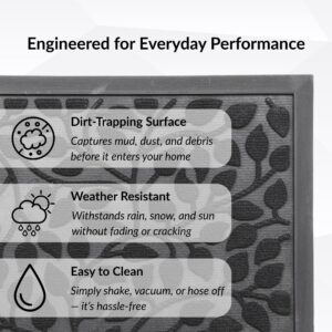 Black doormat features – dirt-trapping surface, weather resistance, easy to clean