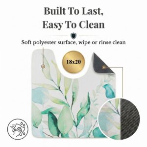 Eucalyptus Mist contour mat front and rubber back view, "Built To Last, Easy To Clean," 18x20