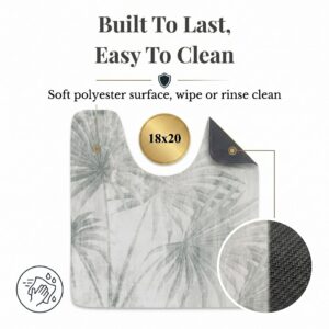 Palm Breeze contour mat front and rubber back view, "Built To Last, Easy To Clean," 18x20