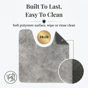 Urban Concrete contour mat front and rubber back view, "Built To Last, Easy To Clean," 18x20