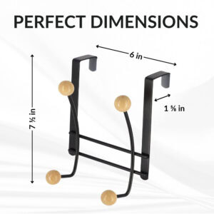 Over-the-door hook rack dimensions: 7.5 x 6 x 1.625 inches