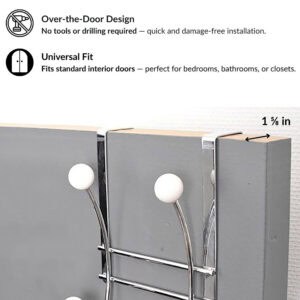Hook rack fits 1.625-inch thick interior doors no tools needed