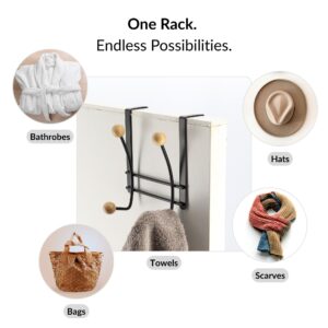 Multi-use hook rack for towels bathrobes hats bags scarves