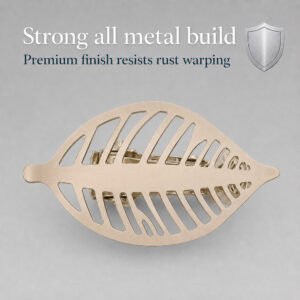 Champagne gold leaf curtain tieback shown close up with all metal build