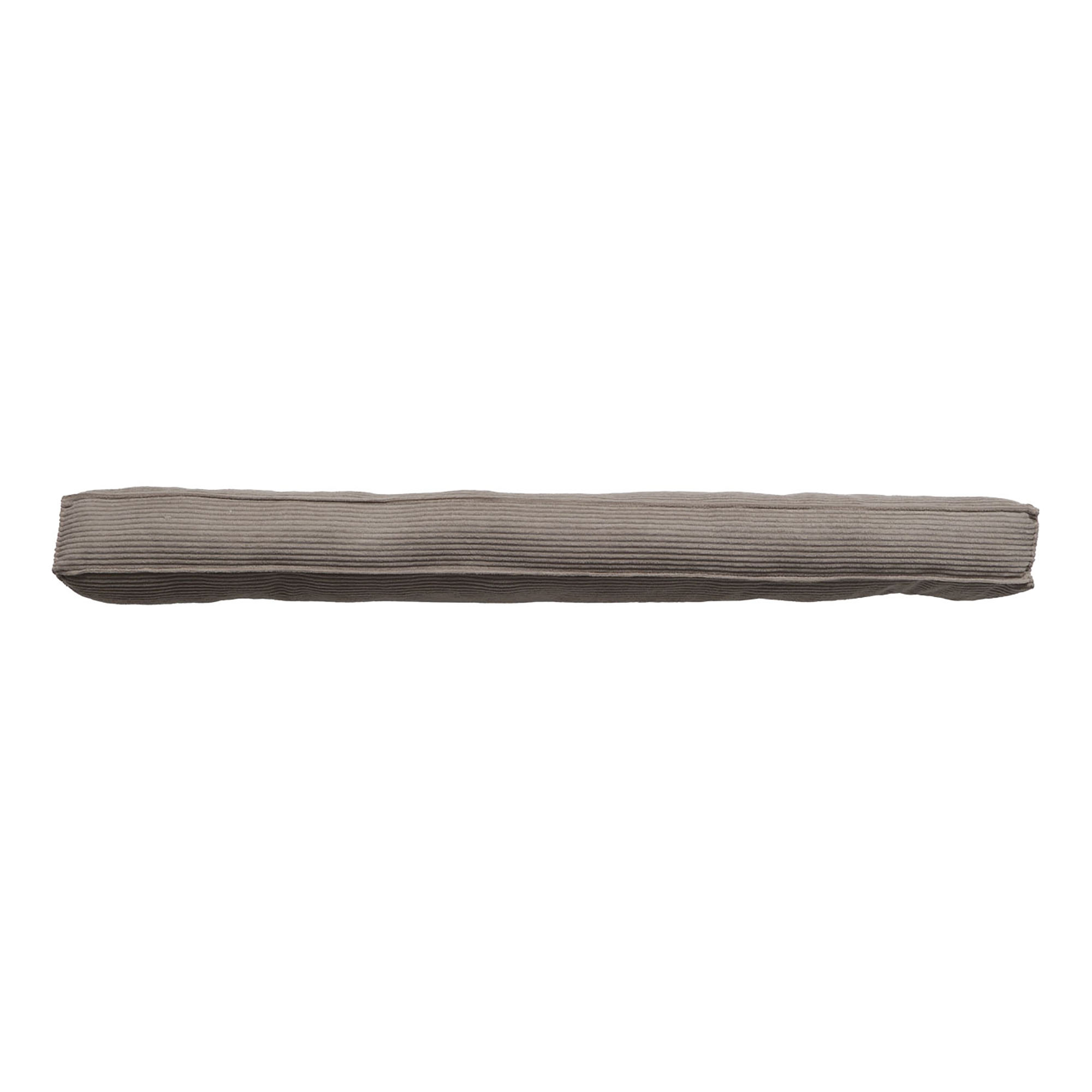 Corduroy door draft stopper in Taupe Mist color, full product view on white background