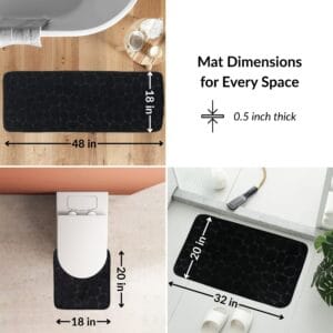 Bathroom mat set dimensions – 48x18 runner, 20x18 contour, 32x20 bath mat