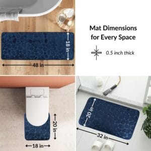 Bathroom mat set dimensions – 48x18 runner, 20x18 contour, 32x20 bath mat
