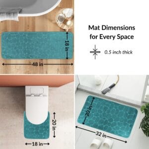 Bathroom mat set dimensions – 48x18 runner, 20x18 contour, 32x20 bath mat
