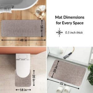 Bathroom mat set dimensions – 48x18 runner, 20x18 contour, 32x20 bath mat