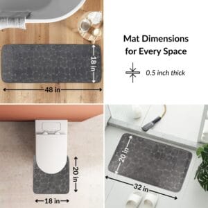 Bathroom mat set dimensions – 48x18 runner, 20x18 contour, 32x20 bath mat