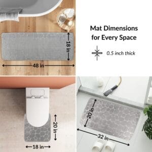 Bathroom mat set dimensions – 48x18 runner, 20x18 contour, 32x20 bath mat