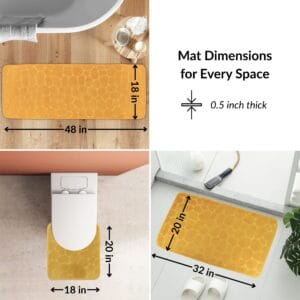 Bathroom mat set dimensions – 48x18 runner, 20x18 contour, 32x20 bath mat