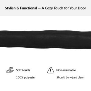 Close-up of corduroy draft stopper showing soft polyester ribbed texture in Charcoal Black color