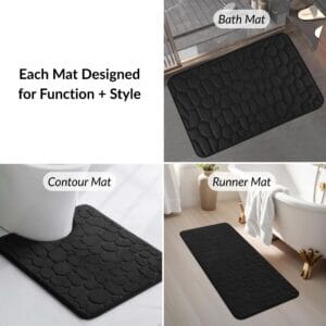 Bathroom mats set with bath, contour, and runner mats for function and style