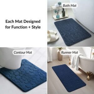 Bathroom mats set with bath, contour, and runner mats for function and style