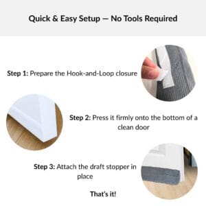 Product dimensions and features of corduroy draft stopper with measurements and icons