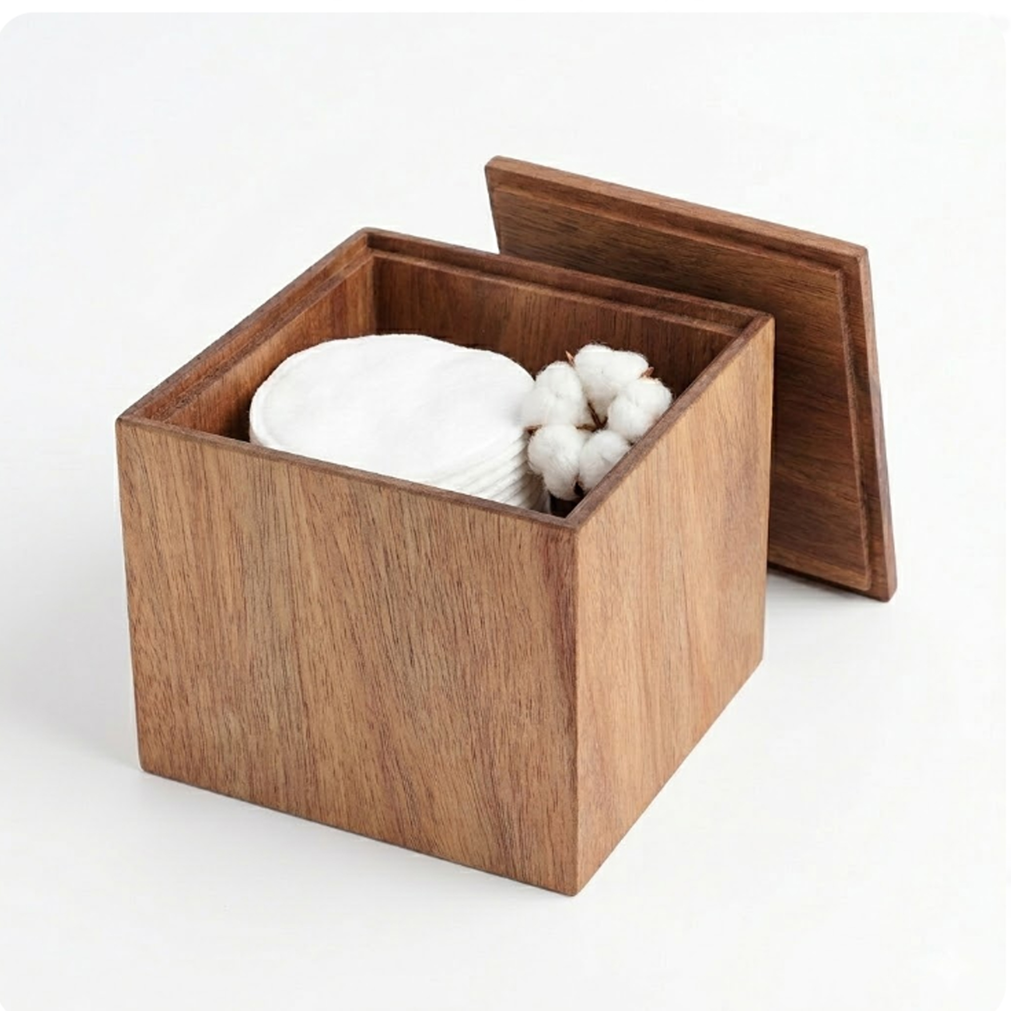 Open wooden storage box