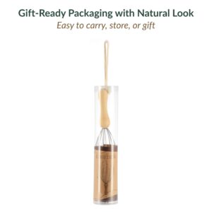Head massager displayed in clear cylindrical gift packaging with natural kraft paper labeling