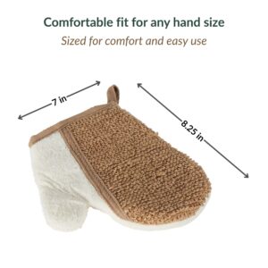 Product dimensions diagram showing mitt is 7 inches wide by 8.25 inches long
