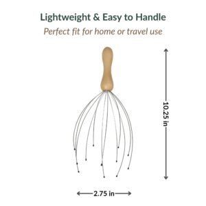 Head massager dimensions diagram showing 10.25-inch total length and 2.75-inch wire span width