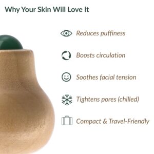 Skin benefits of wooden jade stone face massage roller infographic