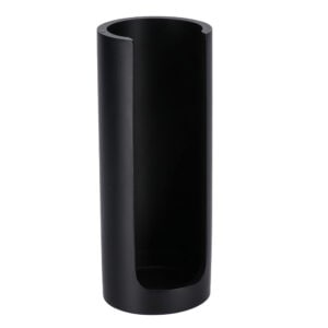 Black cylindrical cotton pad holder on white background