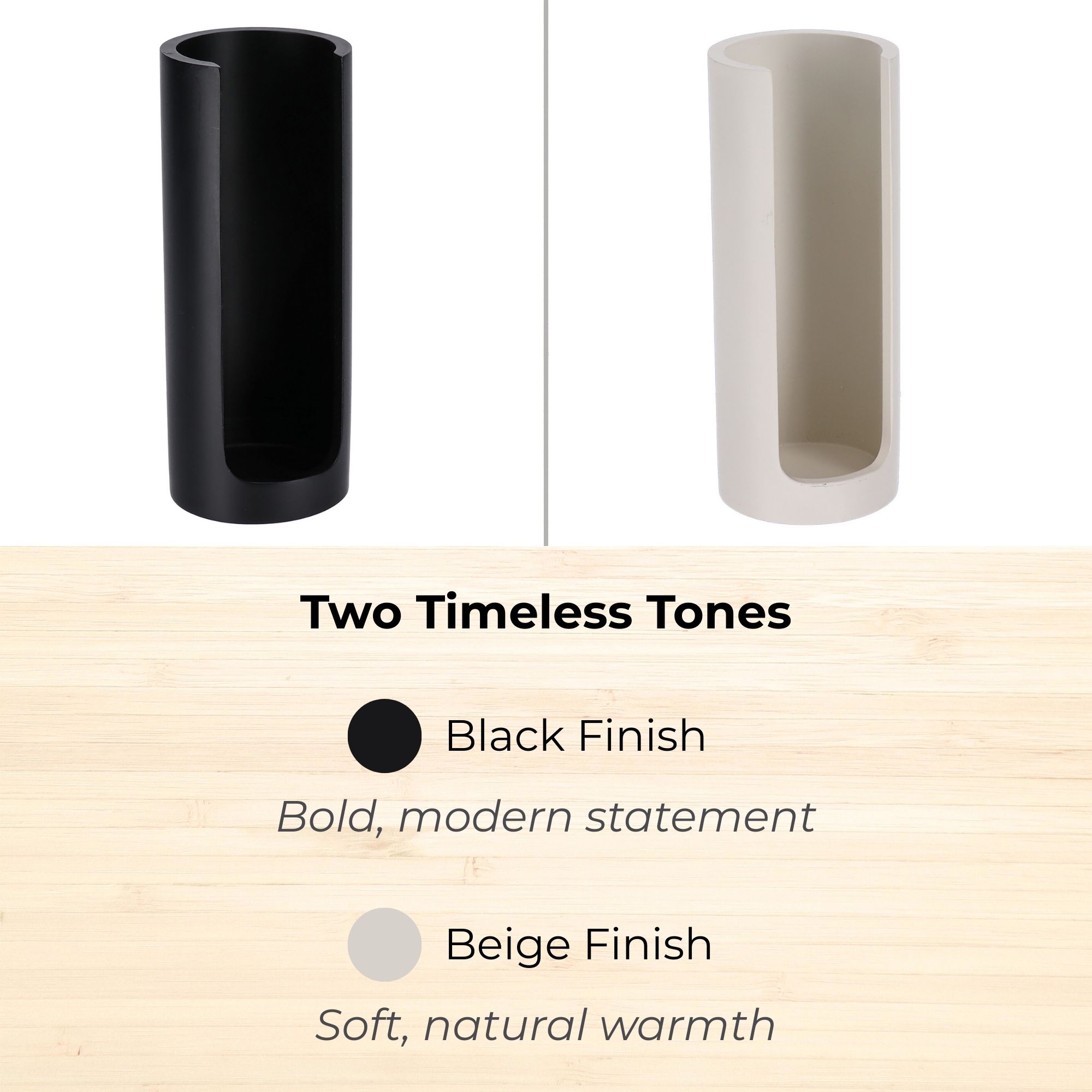 Beige and black cotton pad holders side by side