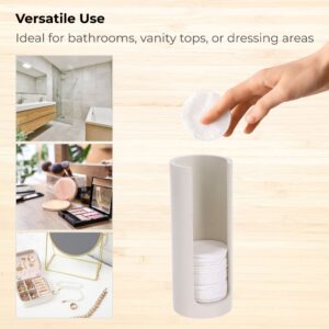 Beige cotton pad holder shown for bathroom vanity dressing area