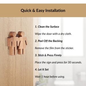Step by step installation guide for wooden restroom door sign