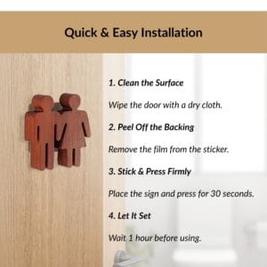 Step by step installation guide for wooden restroom door sign