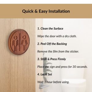 Step by step installation guide for acacia wood restroom door sign