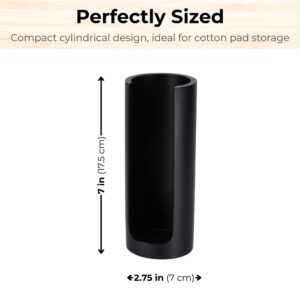 Black cylindrical cotton pad holder with size dimensions