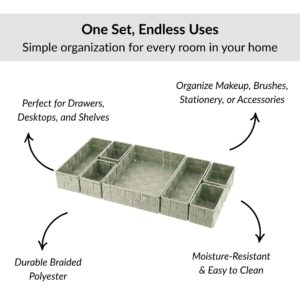 Sage green braided storage bins for drawers desks and shelves