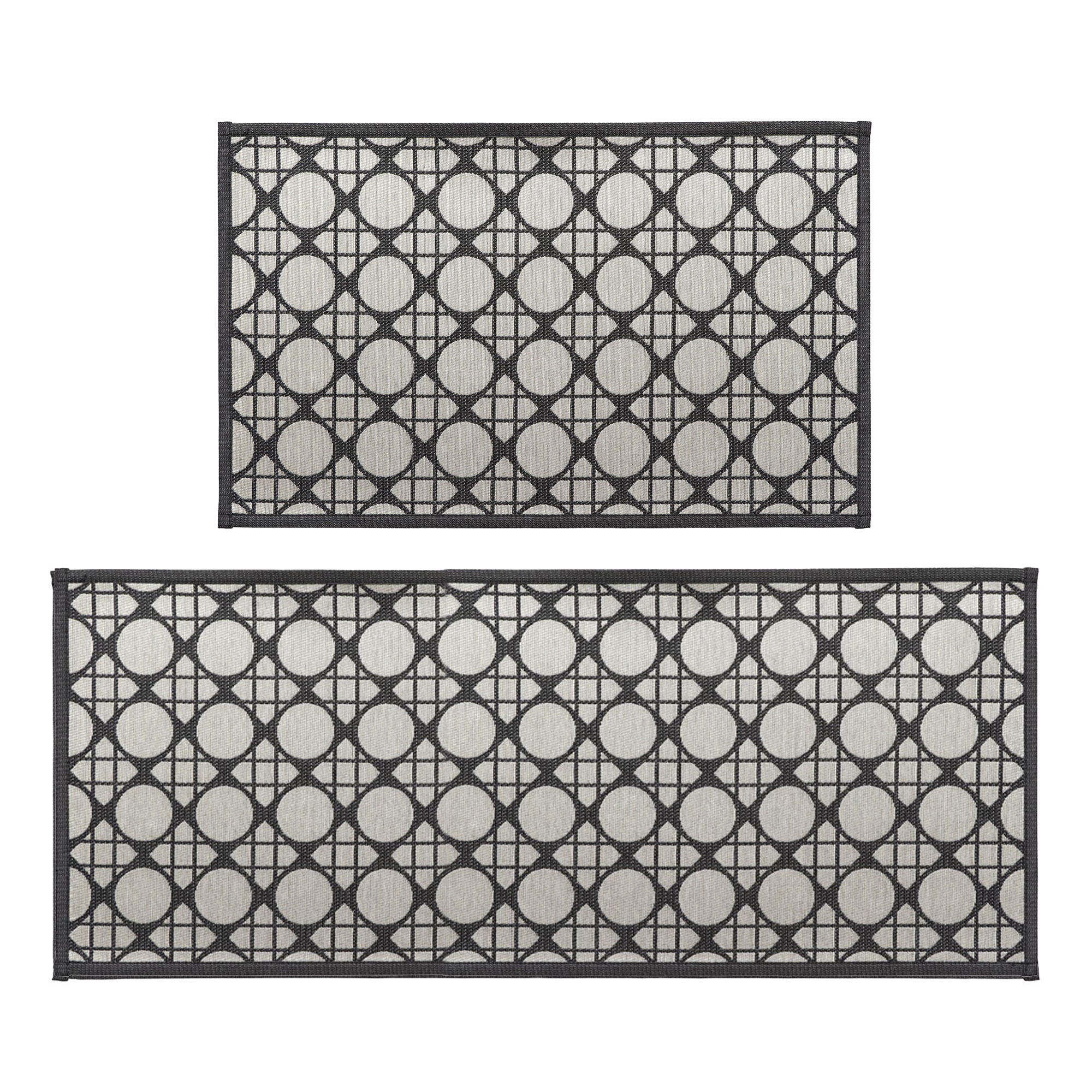 Circles gray mat and runner set front view