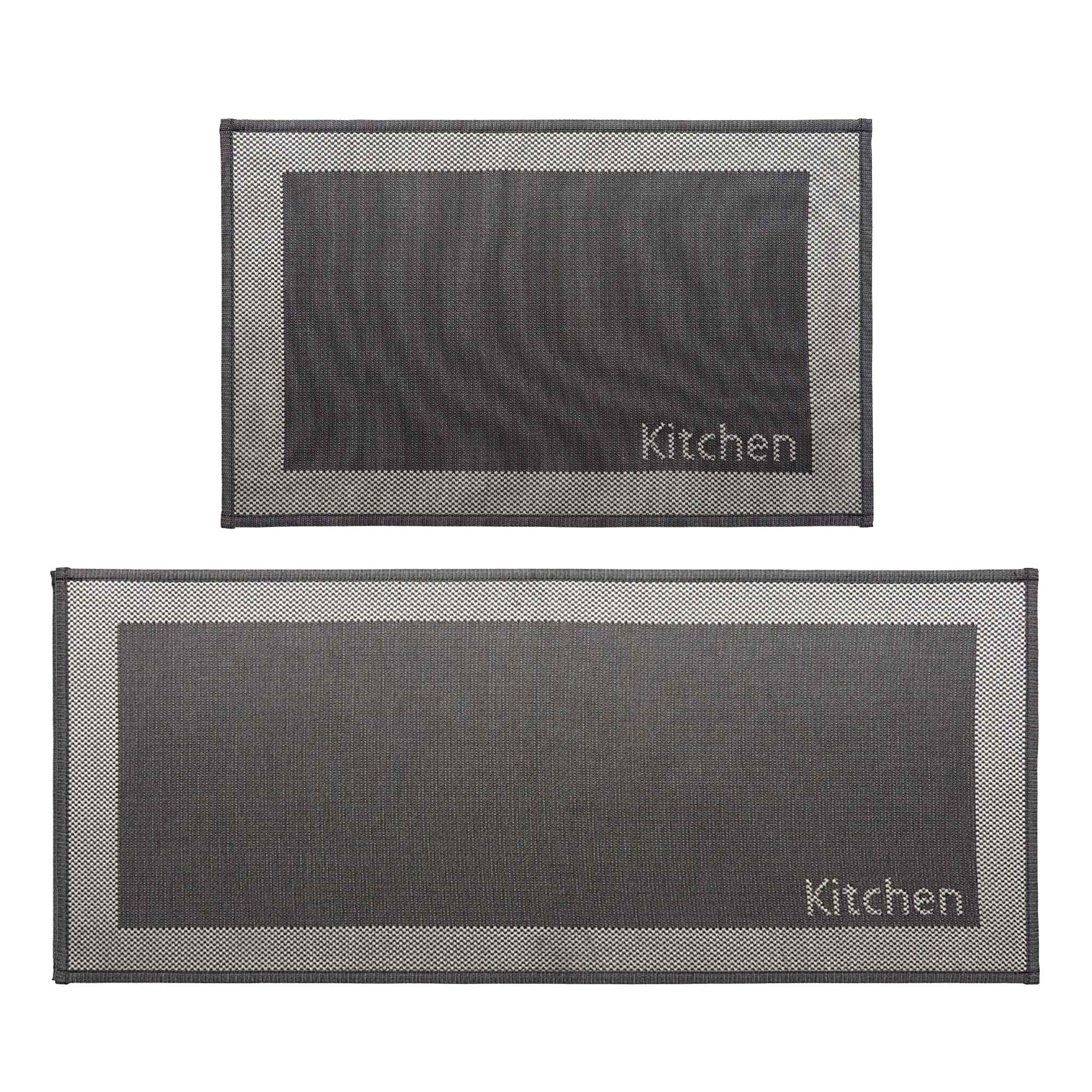 Kitchen black mat and runner set front view