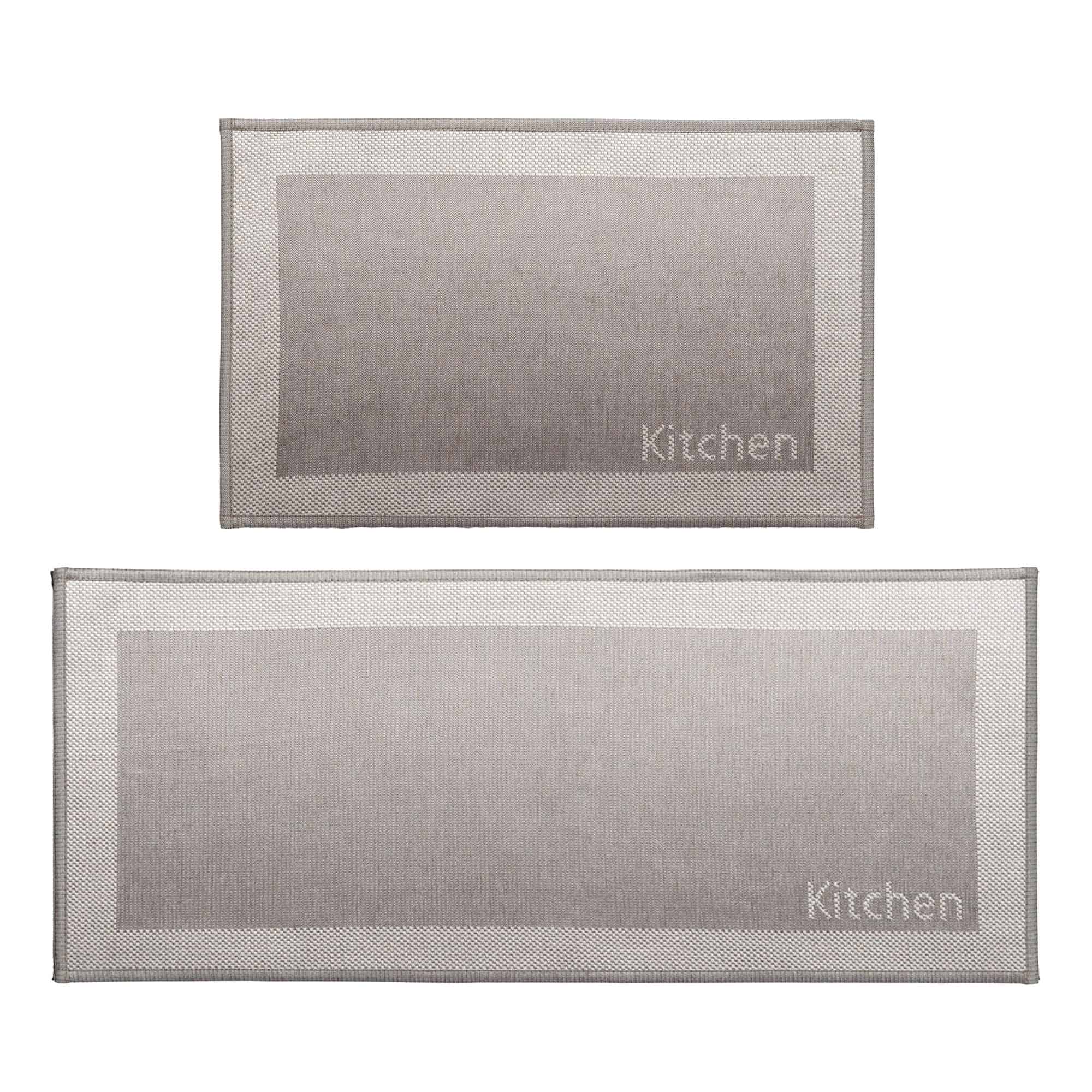 Kitchen taupe mat and runner set front view