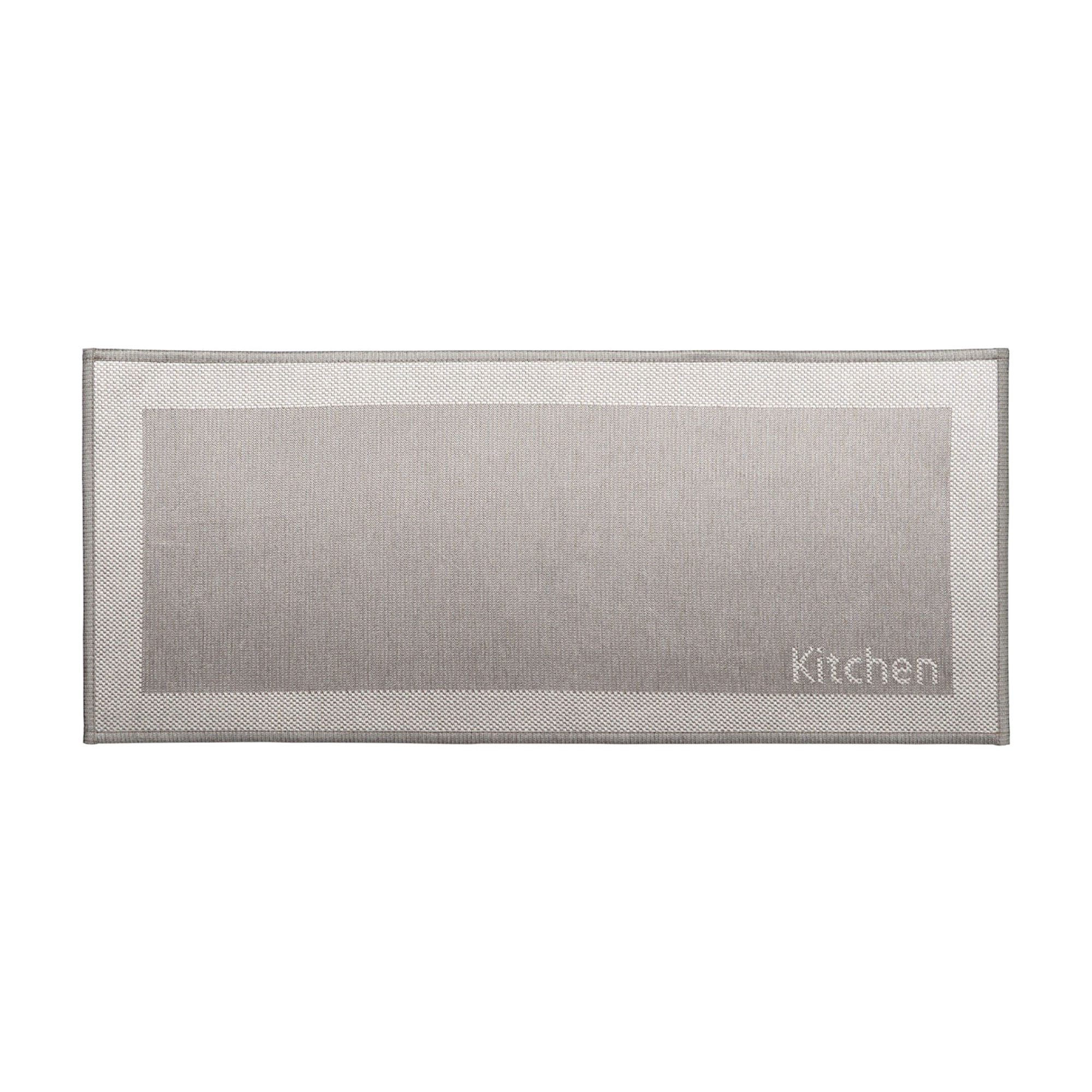 Kitchen beige mat front view featuring woven frame design