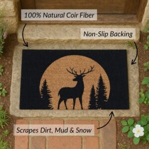 Coir fiber and non-slip backing detail
