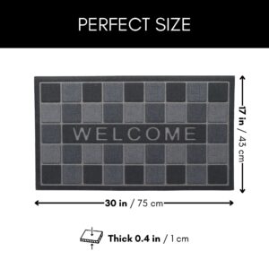 Welcome mat size graphic showing 30x17 inches and 0.4 inch thickness