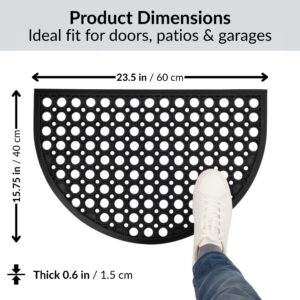 Half-moon rubber mat with shoe for size reference