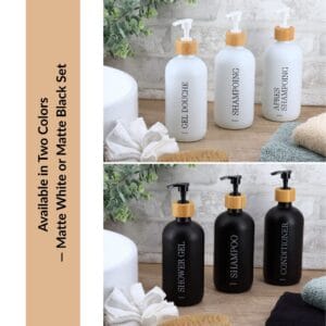 Bathroom dispenser set available in matte black or matte white