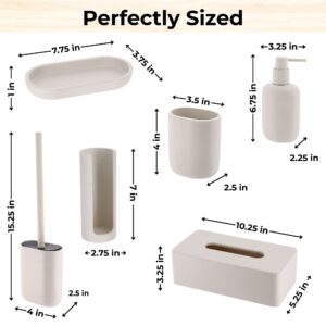Size dimensions for full beige 6-piece bathroom set