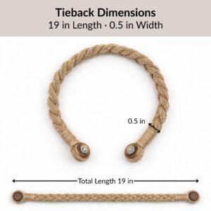 Curtain tieback dimensions showing 19 inch total length